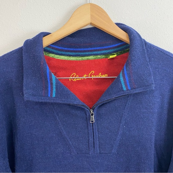 Robert Graham Blue‎ 1/4 Zip Pullover Wool Jacket Classic Fit Men’s Size 3x - Picture 2 of 7